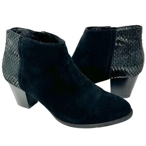 Vionic Bromley Black Suede Snake Print Ankle Booties Boots Women’s Size 8